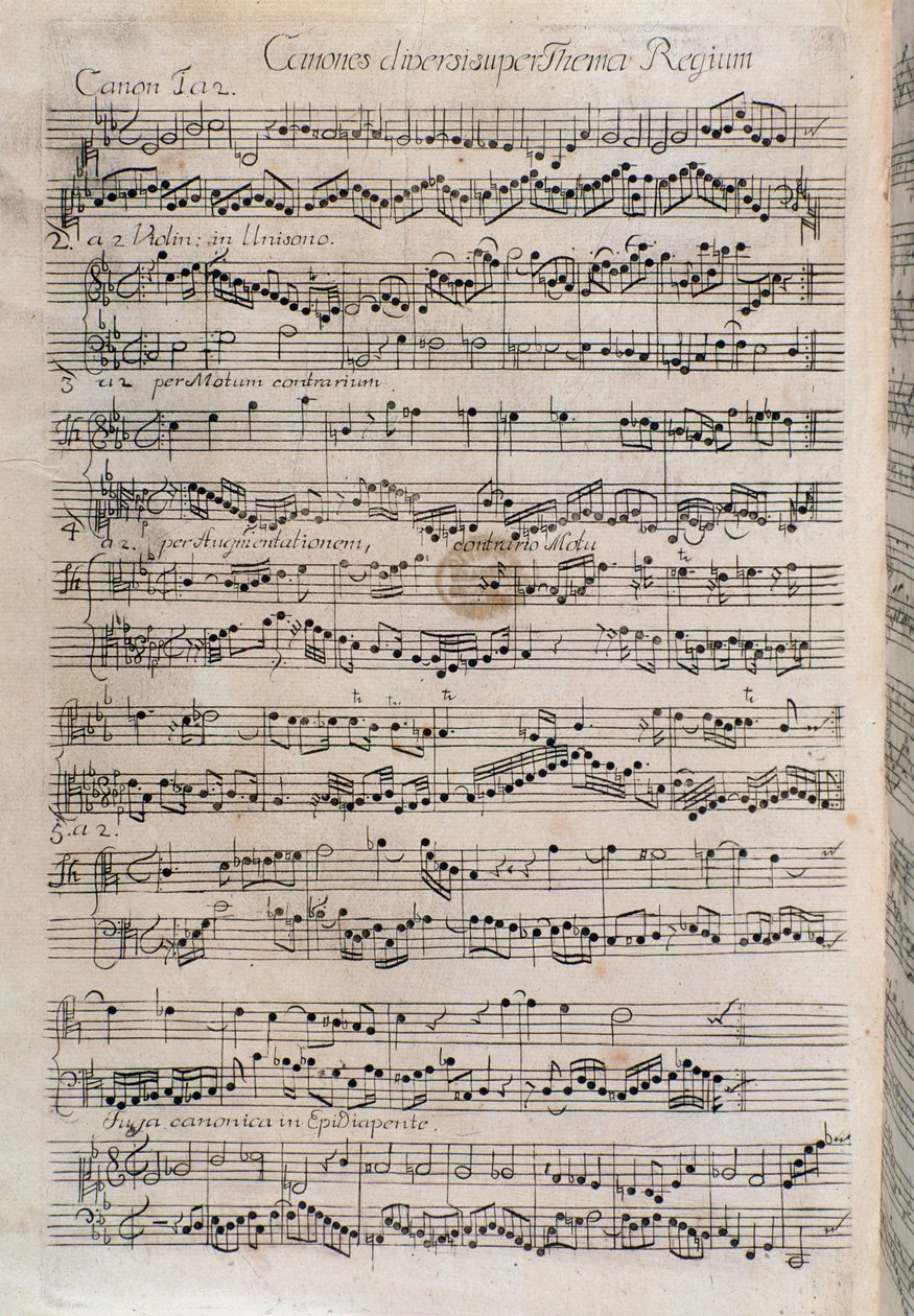 Partition de Canones diversi super thema regium, offrande musicale de Johann Sebastian Bach (XVIIIe siècle) - Unknown artist