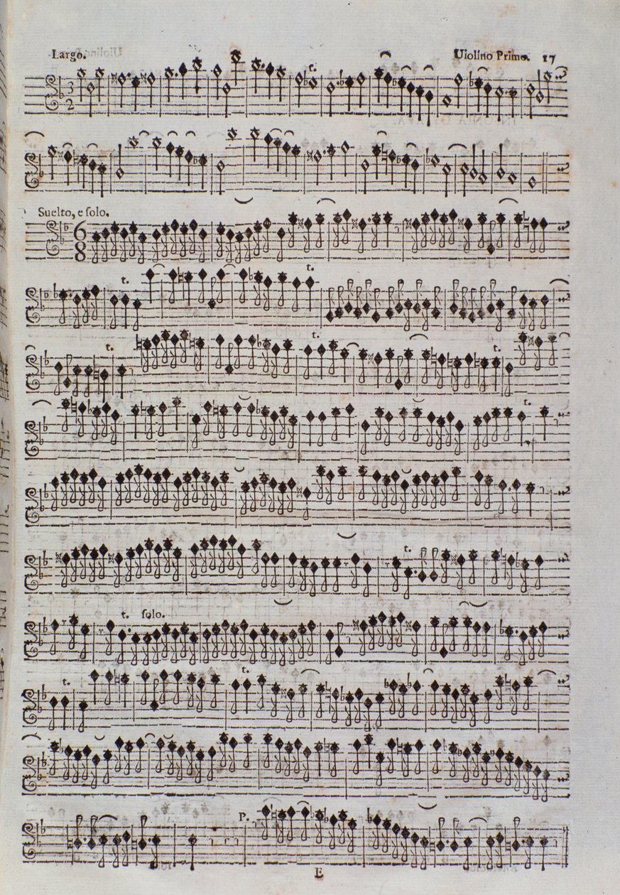 Page de partition pour le violon dans Sinfonia da chiesa e due violini par Francesco Manfredini - Unknown artist