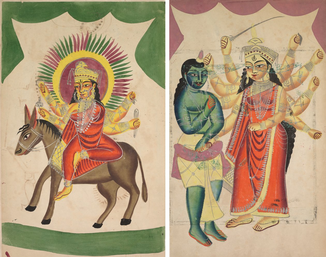 Sheetaladevi : La déesse de la variole (recto); Durga (verso) - Unknown artist