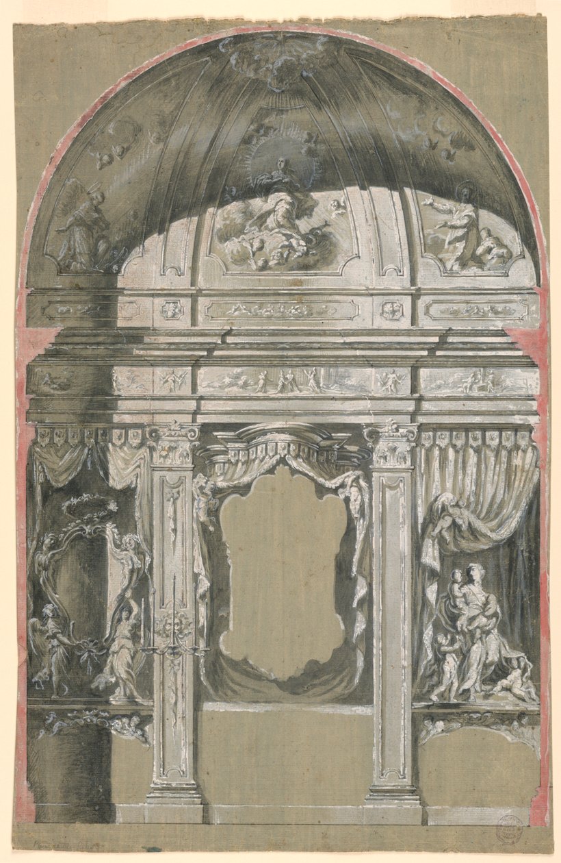 Chapelle latérale, avec figures de Charité, la Vierge et des Saints - Unknown artist