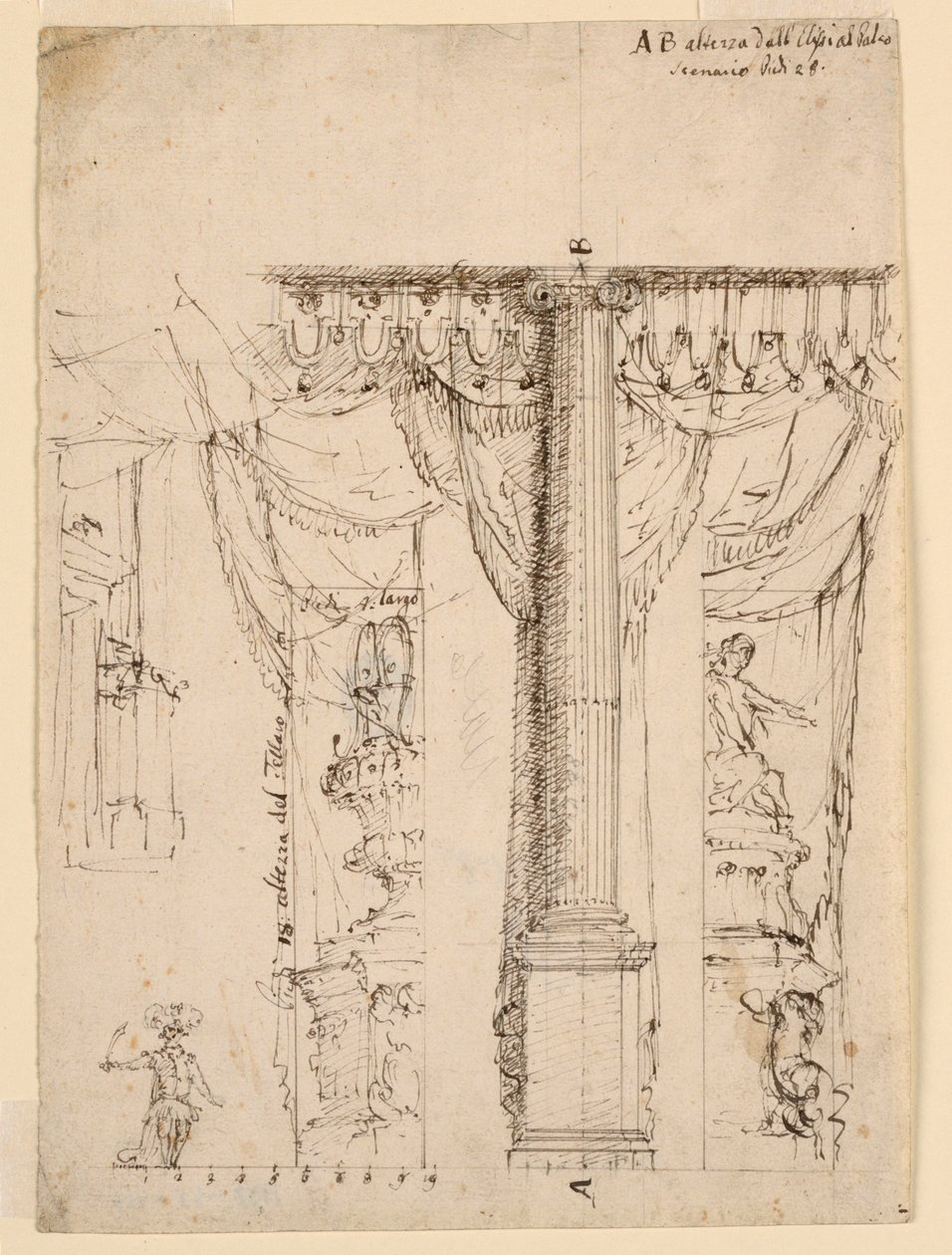 Esquisse pour trois ailes latérales avec une partie du cadre du proscenium - Unknown artist