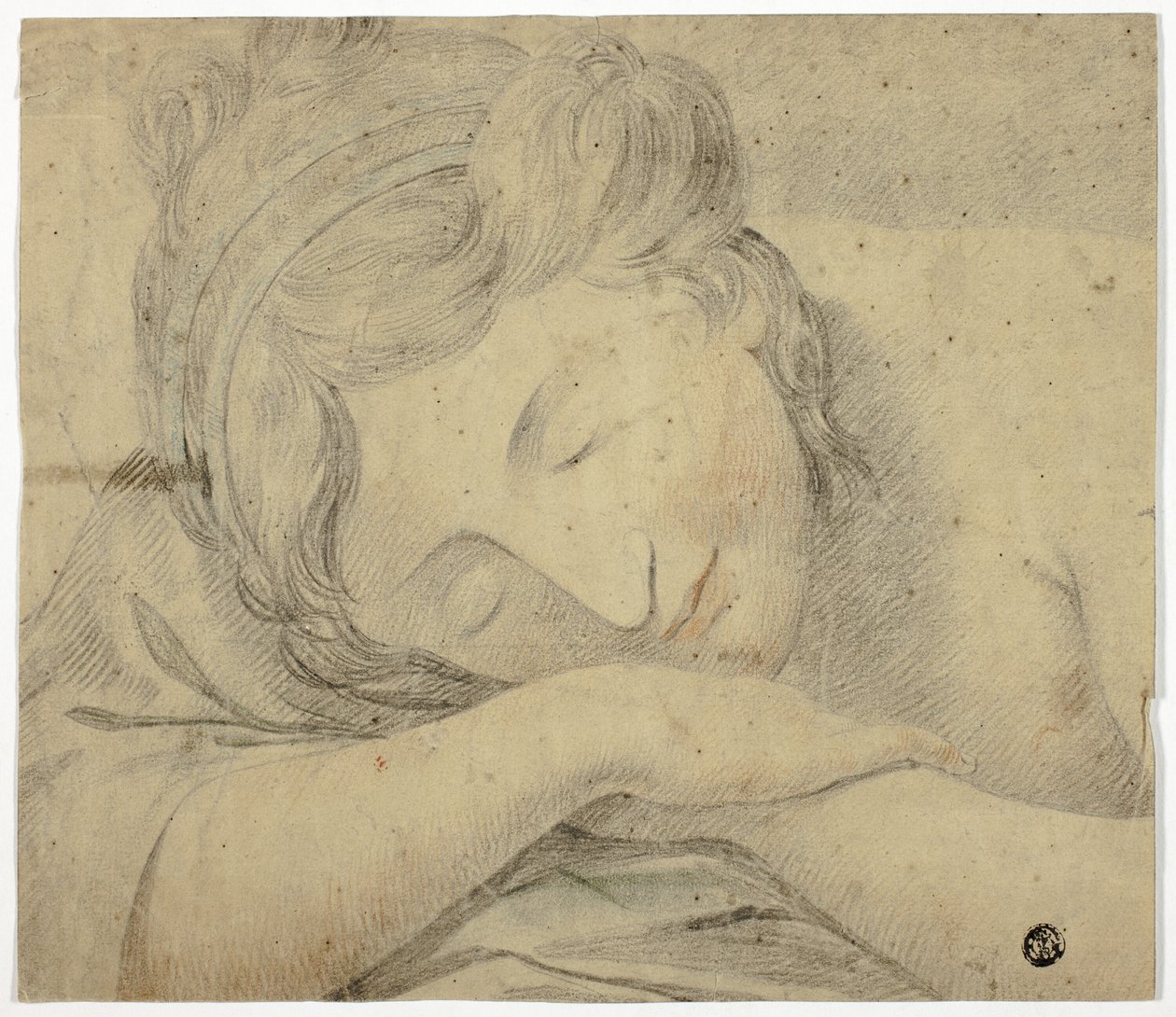 Femme endormie avec la tête sur les bras - Unknown artist
