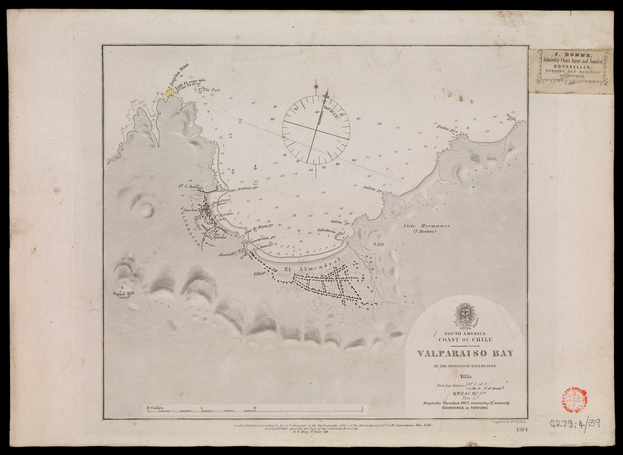 Amérique du Sud, côte du Chili - Baie de Valparaiso par les officiers du HMS 