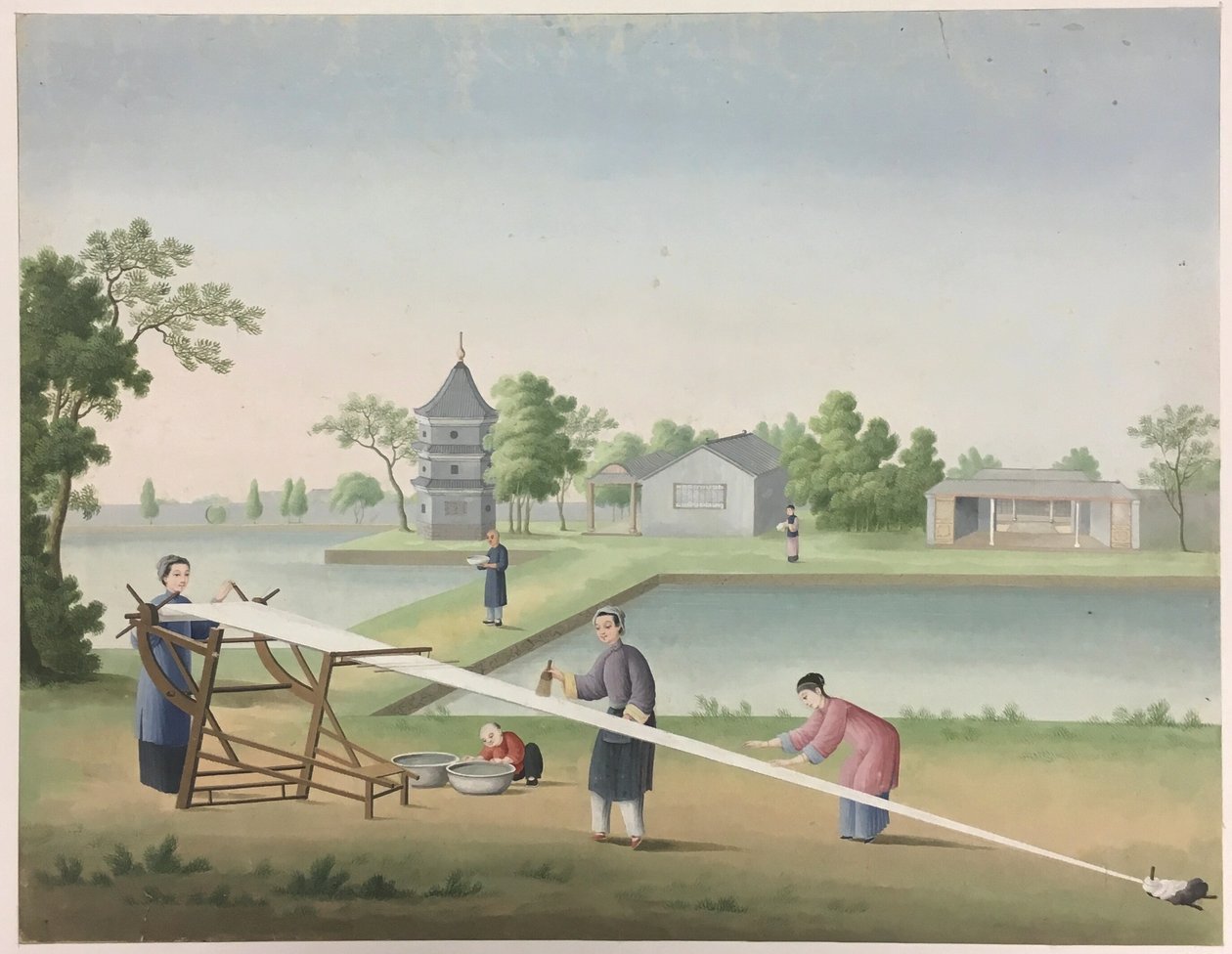 Filage du tissu, préparation des feuilles de thé, préparation de la soie - Unknown artist
