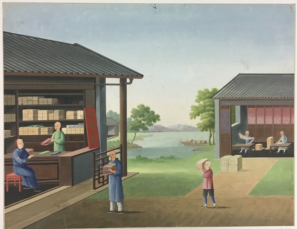 Filage du tissu, préparation des feuilles de thé, préparation de la soie - Unknown artist