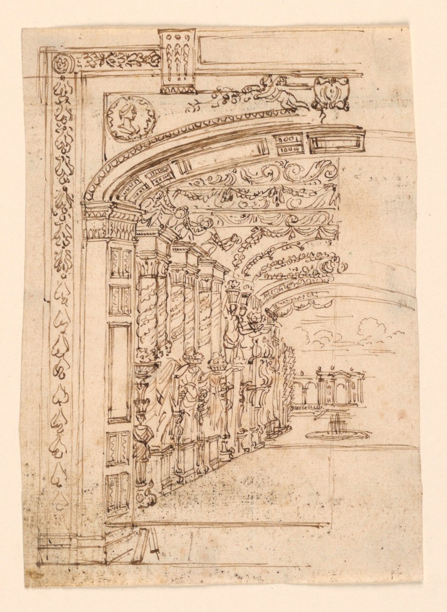 Décor de scène : Arcade menant à un jardin - Unknown artist
