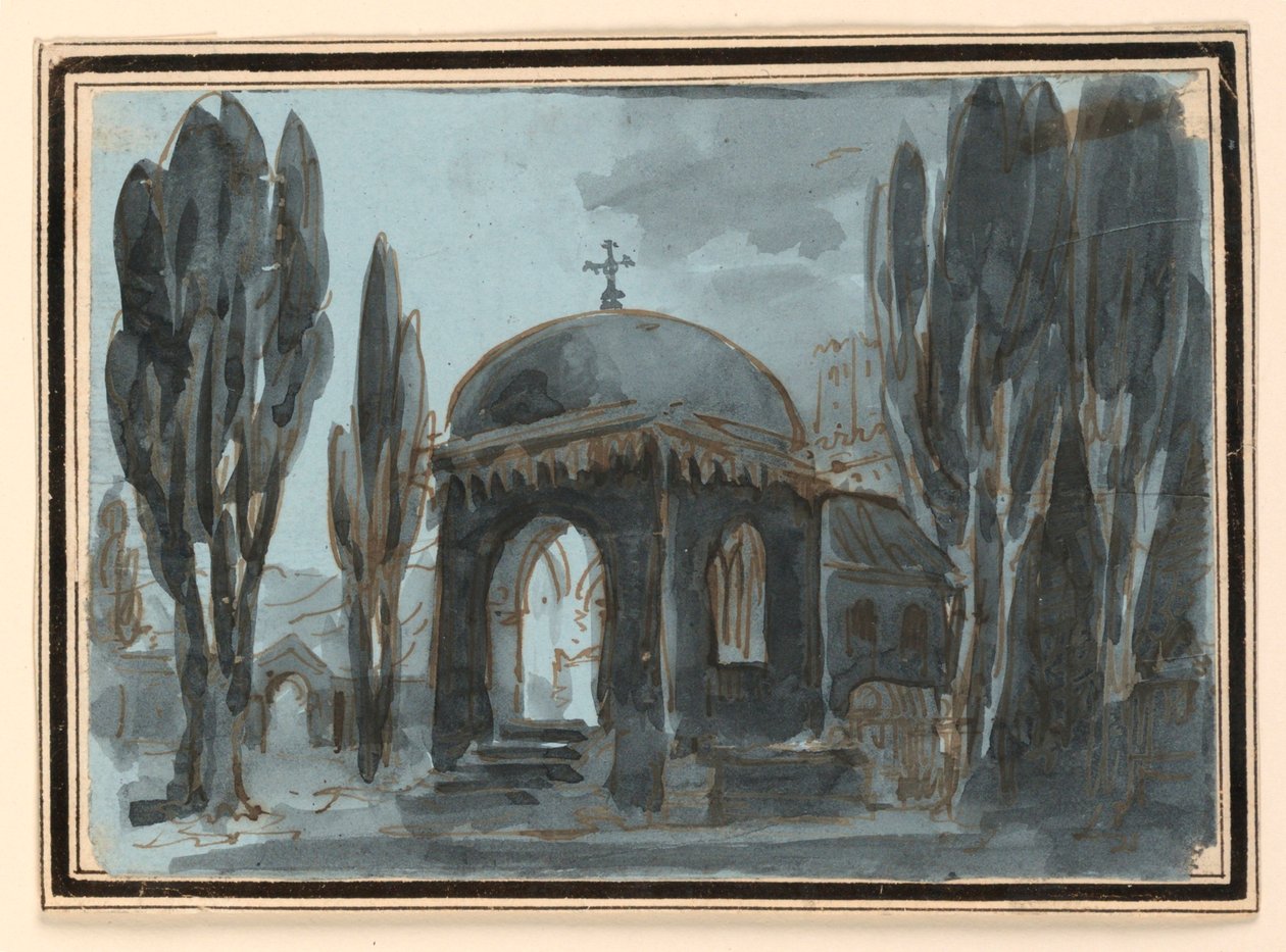 Décor de scène, chapelle dans le cimetière de l