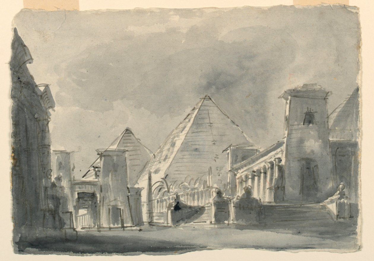 Décor de scène, groupe de bâtiments égyptiens de l
