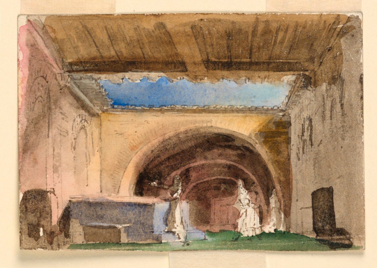 Décor de scène, intérieur de maison et cour - Unknown artist