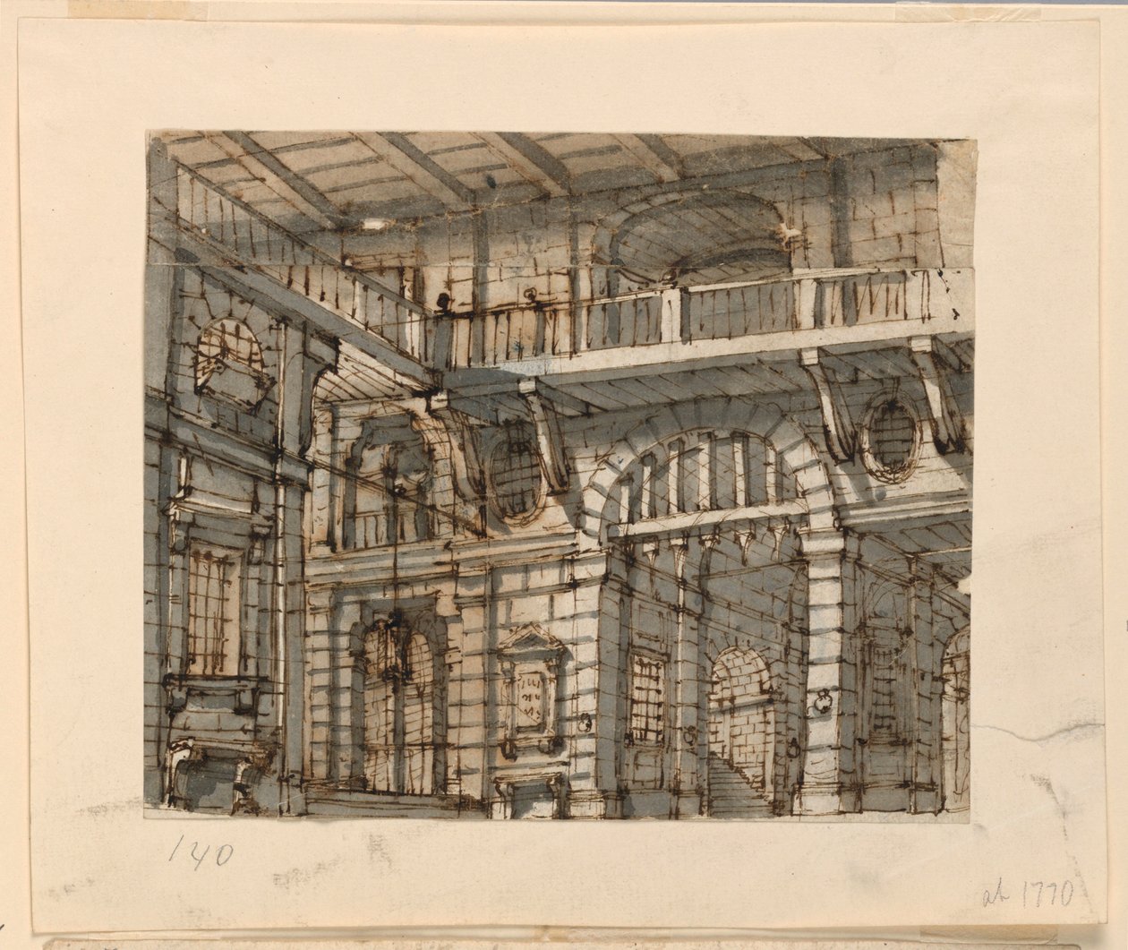 Décor de scène, intérieur de la cour de la prison - Unknown artist