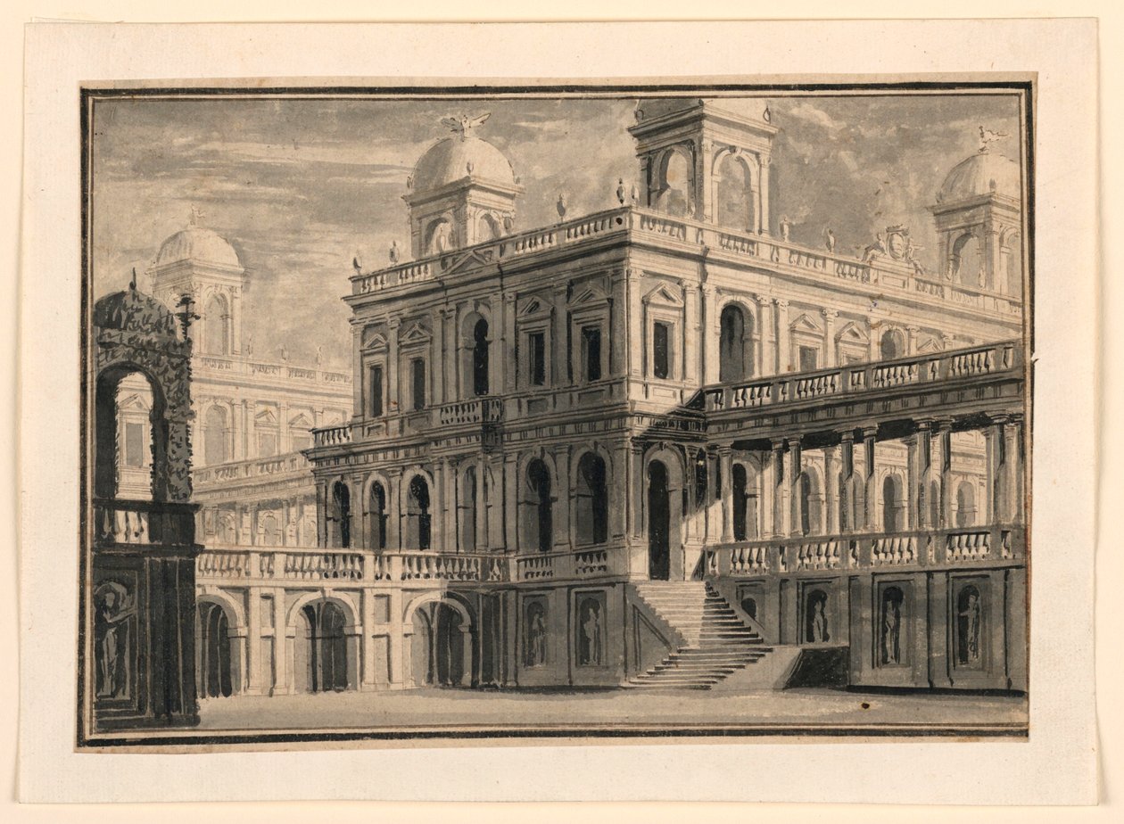 Décor de scène, palais et portiques de l