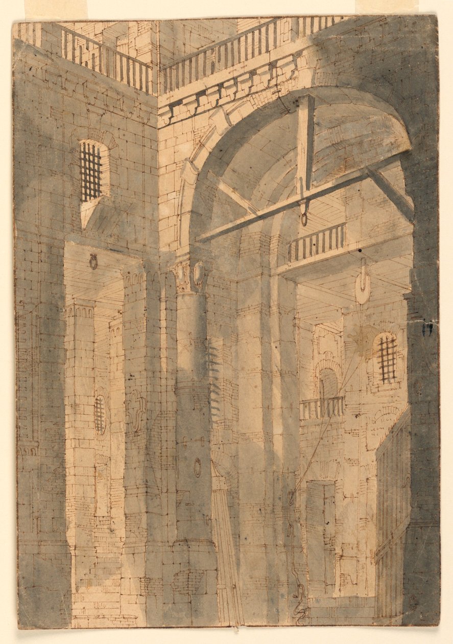 Décor de scène, salle de prison - Unknown artist