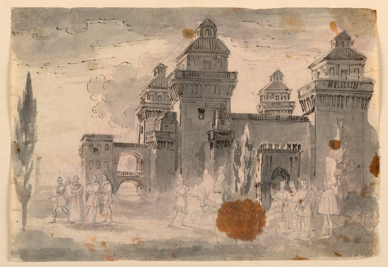 Décor de scène, vue du château - Unknown artist