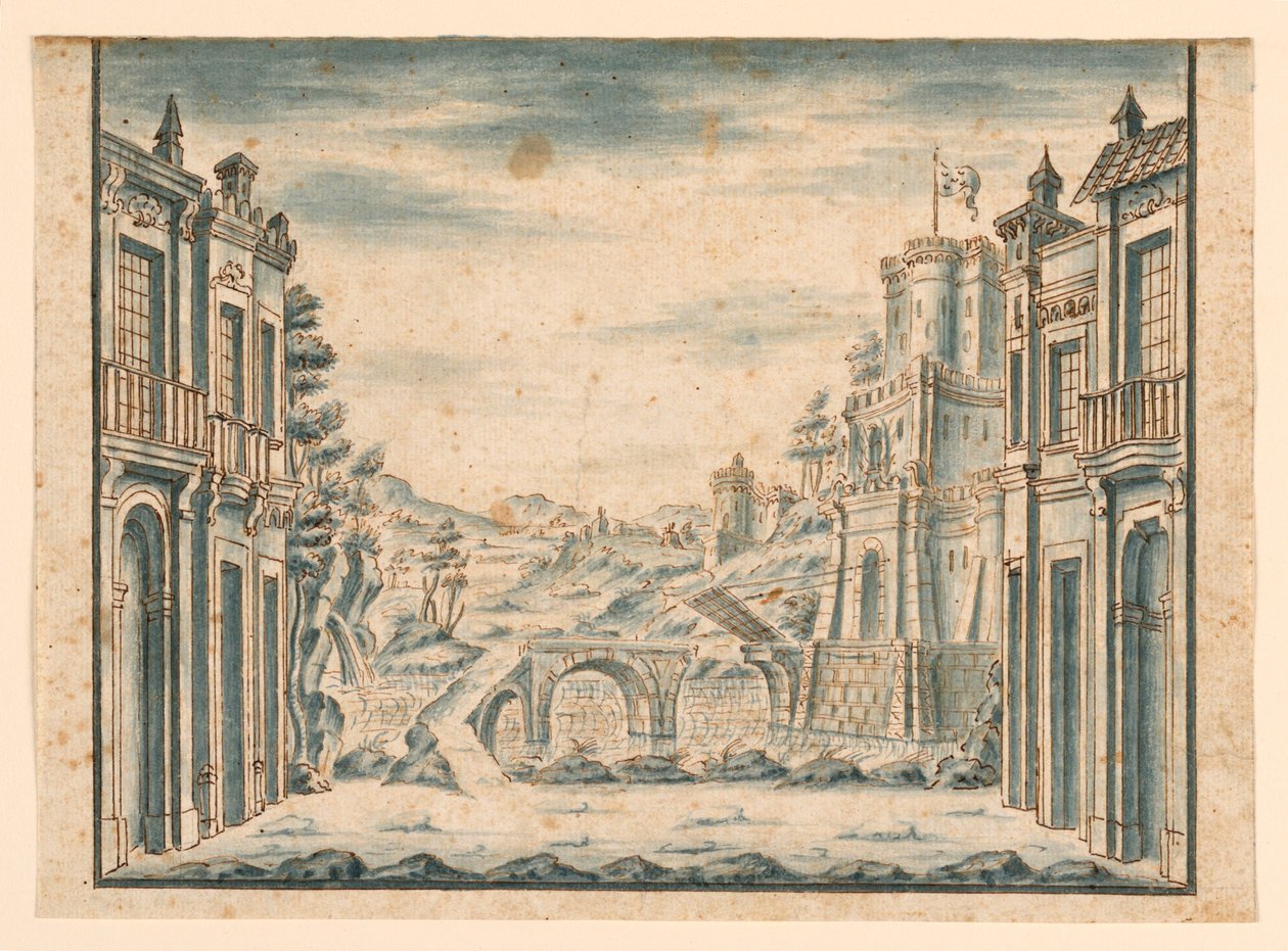 Décor de scène, vue de la ville - Unknown artist