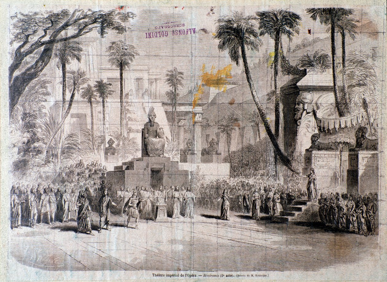 Décor de scène pour le deuxième acte de Semiramide, opéra de Gioacchino Rossini - Unknown artist
