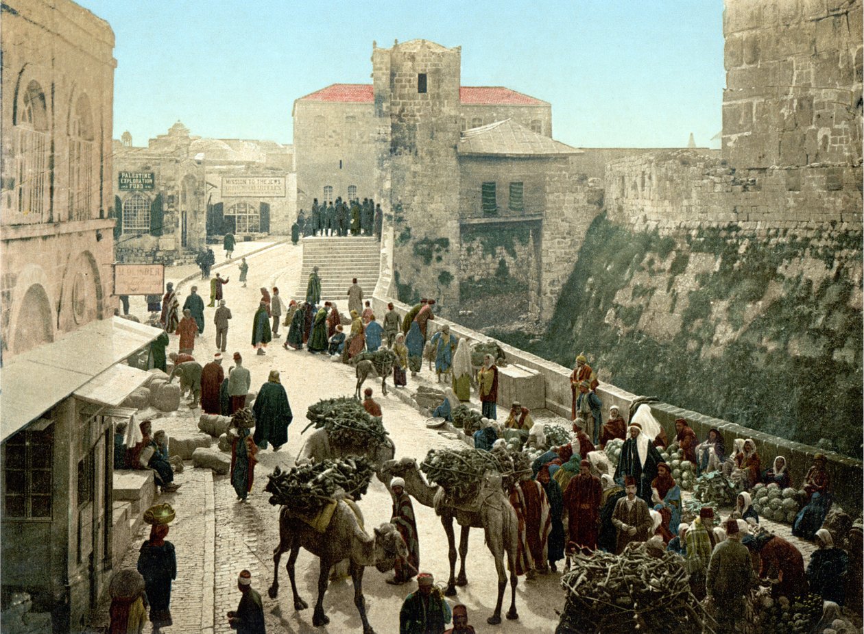 Rue de la Tour de David, le Bazar. Jérusalem. Photochrome entre 1890-1900. - Unknown artist