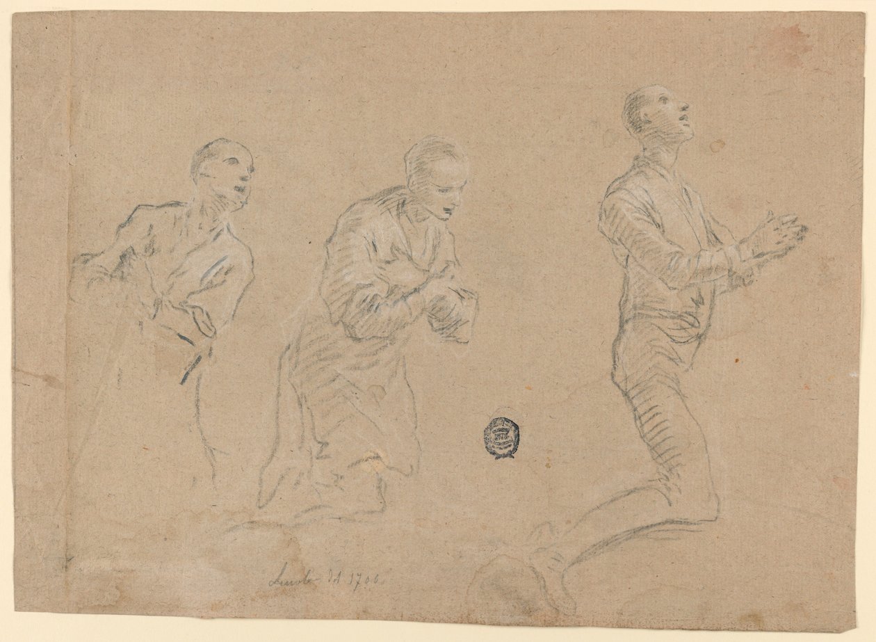 Études (a) Trois bergers agenouillés. (b) Deux bras - Unknown artist