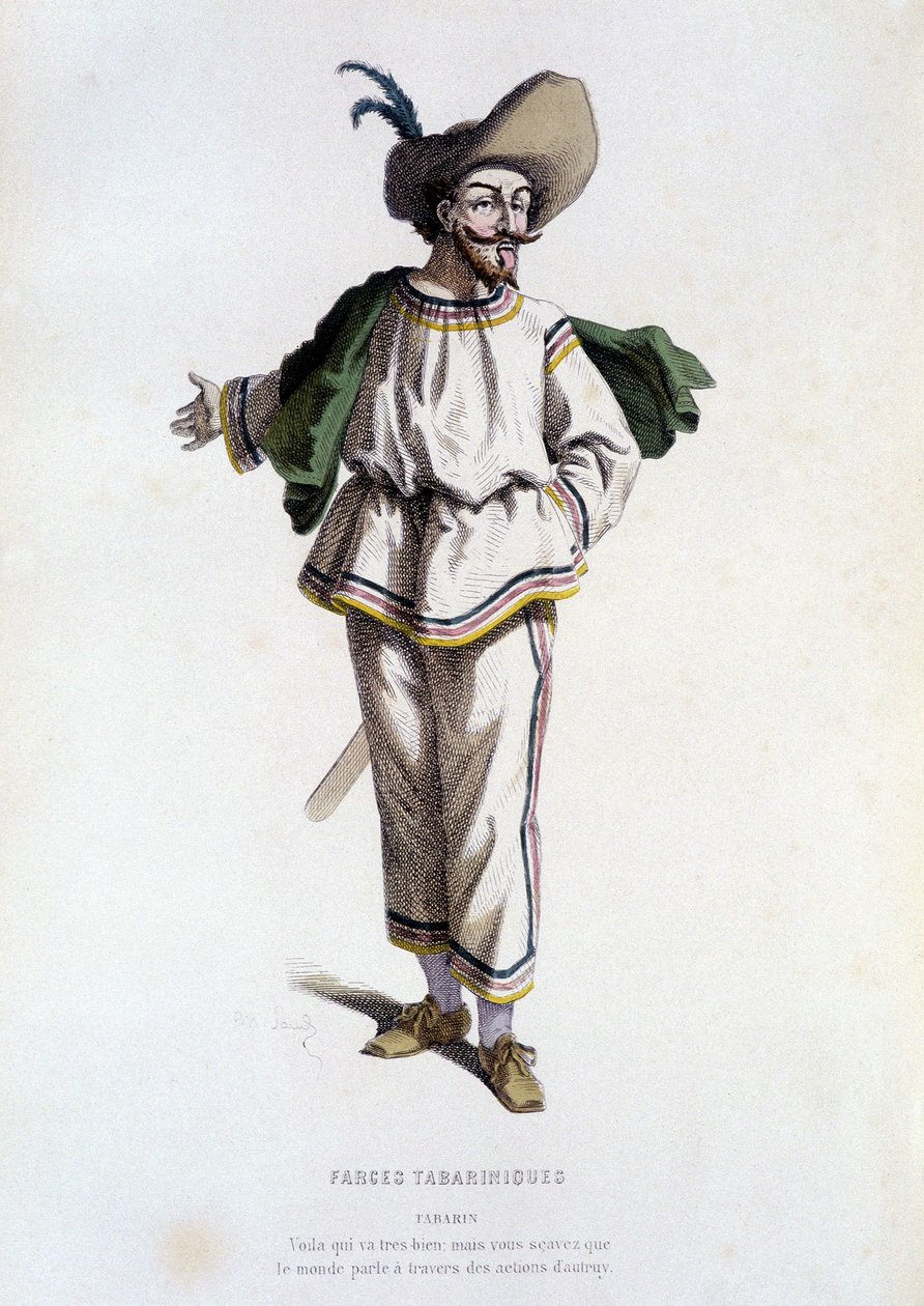 Tabarin, « personnage des Farces Tabariniques » (par Tabarin 1622), dans « Le théâtre français au 16ème et 17ème siècle, antérieur à Molière » par Edouard Fournier - Unknown artist