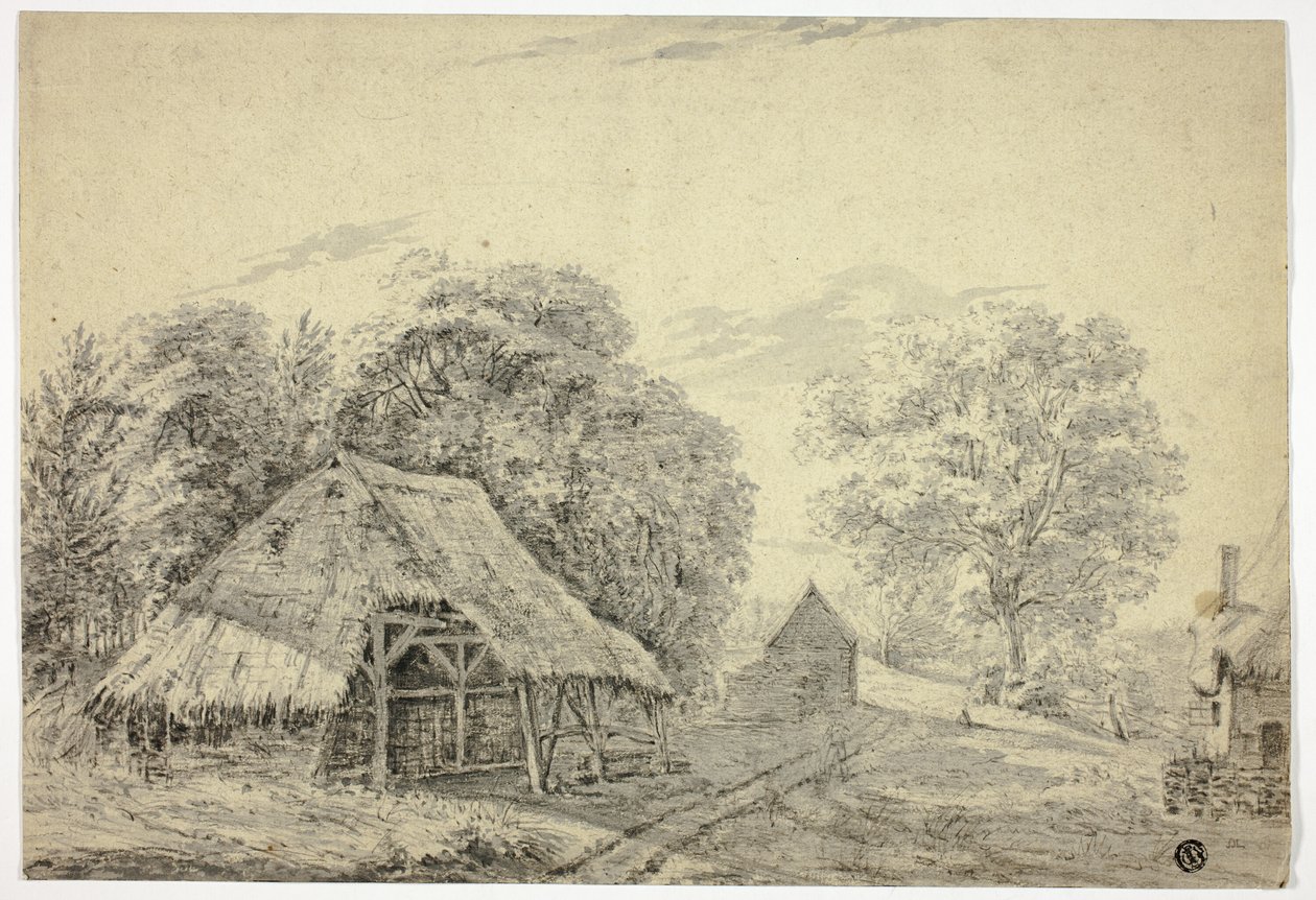 Cabane en chaume à la ferme - Unknown artist