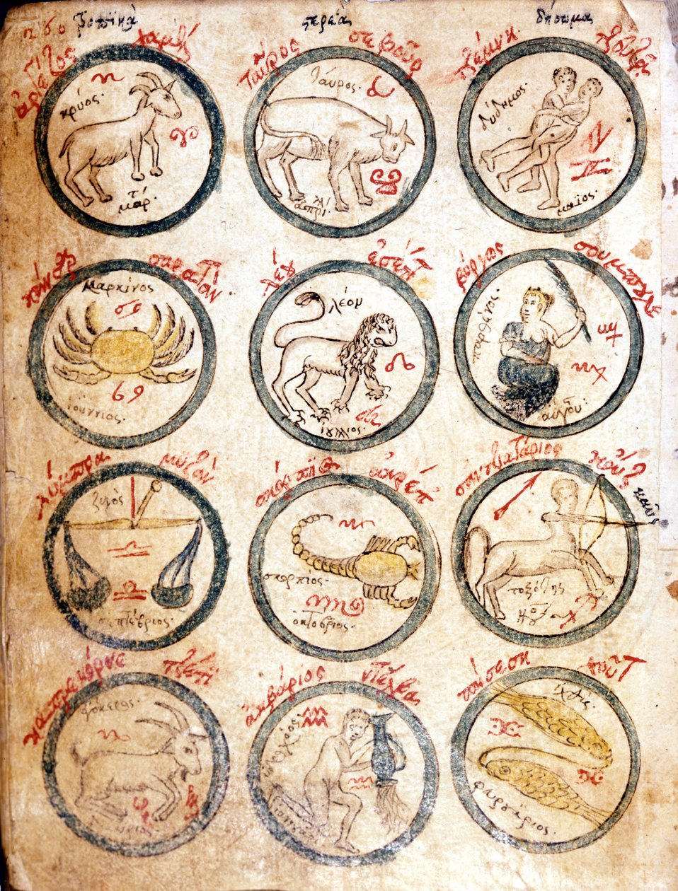 Les 12 signes du zodiaque - dans « Astrologicae tabulae et cabalisticae », début du XVe siècle - Unknown artist