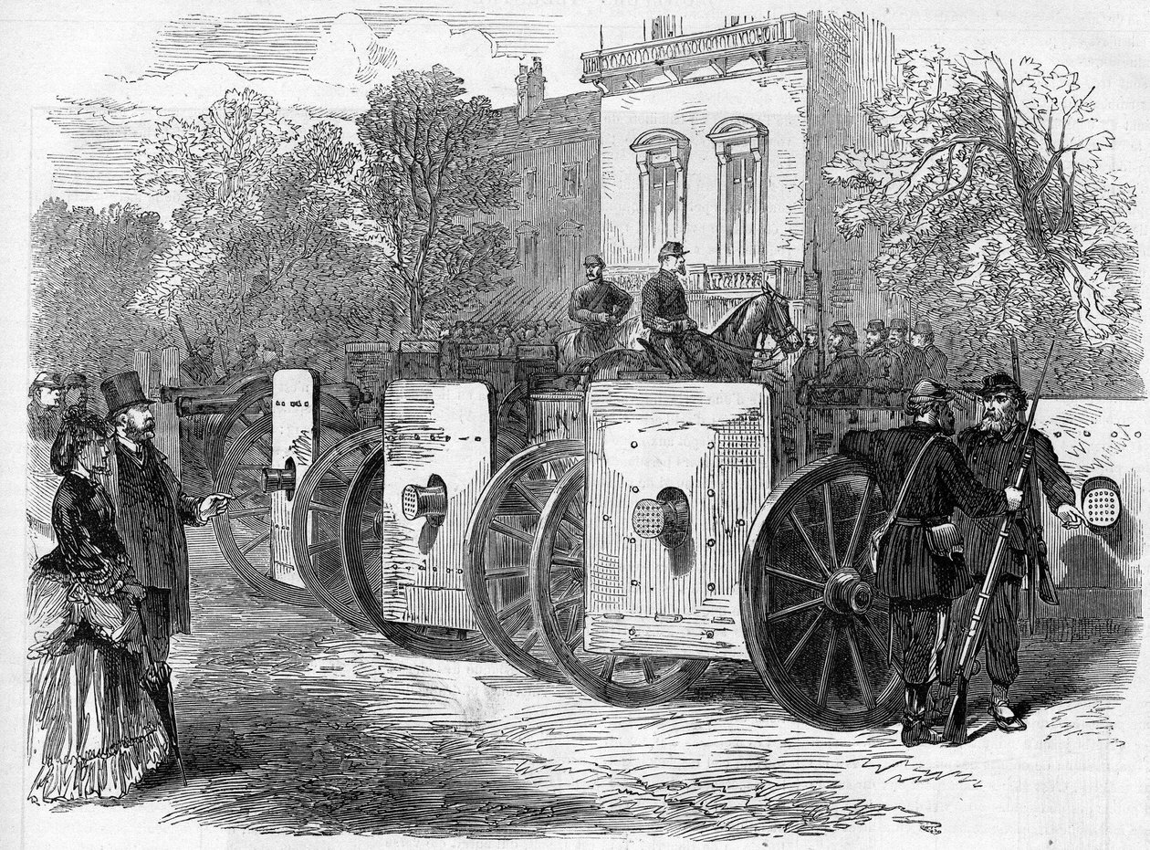 La Commune de Paris en 1871. Mitrailleuse blindée utilisée par les fédérés (communards) - Unknown artist