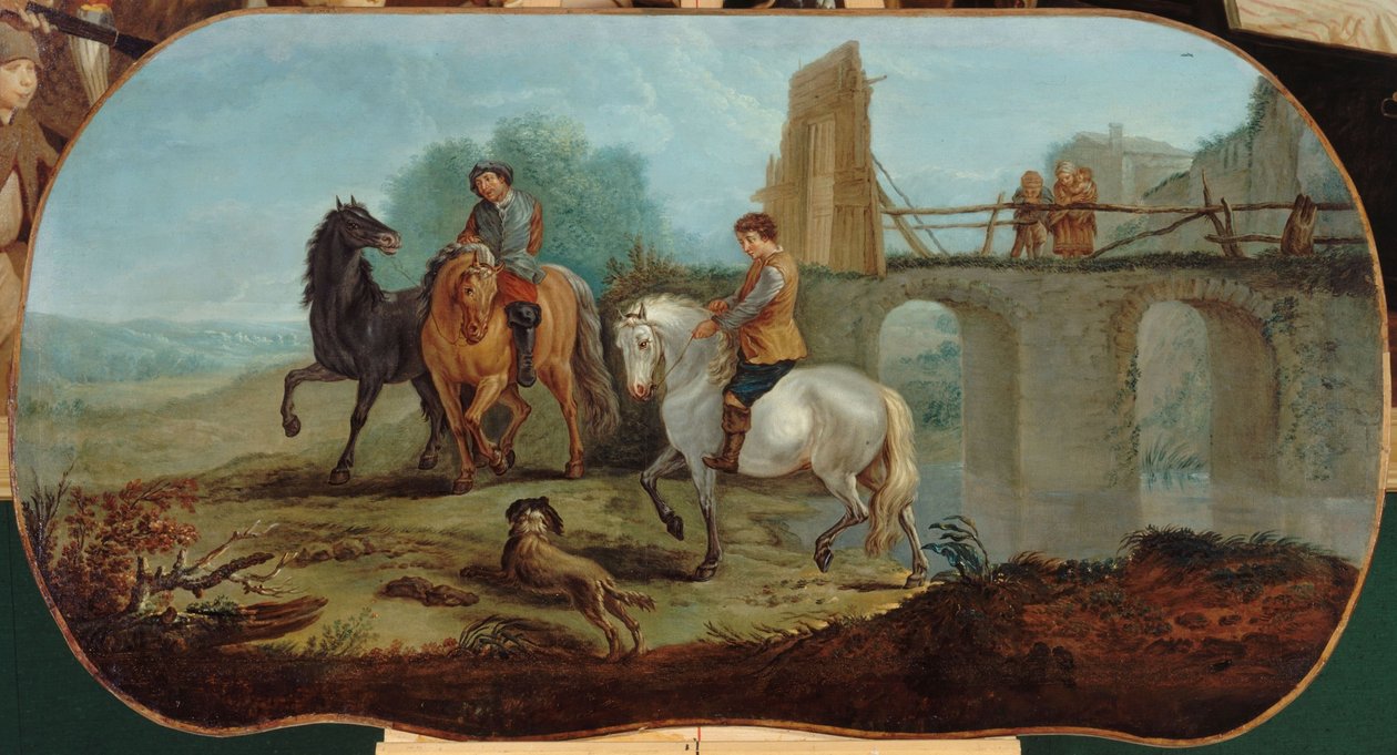 Le dressage des chevaux, entre 1701 et 1800 (huile sur toile) - Unknown artist