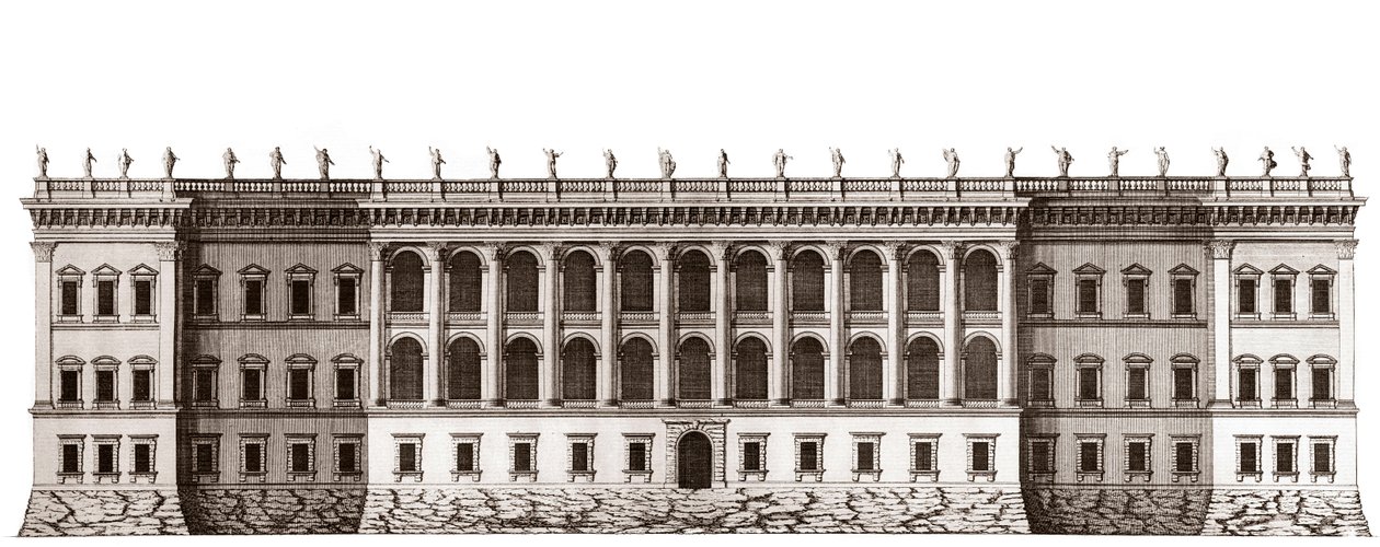 Le Louvre à Paris, projet de Gian Lorenzo Bernini : élévation de la façade principale côté jardin des Tuileries - d