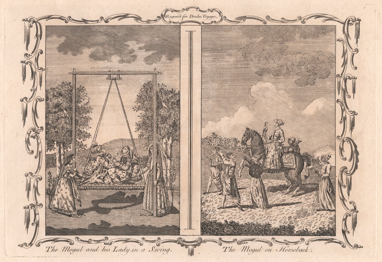 Le Moghol et sa dame sur une balançoire / Le Moghol à cheval - Unknown artist