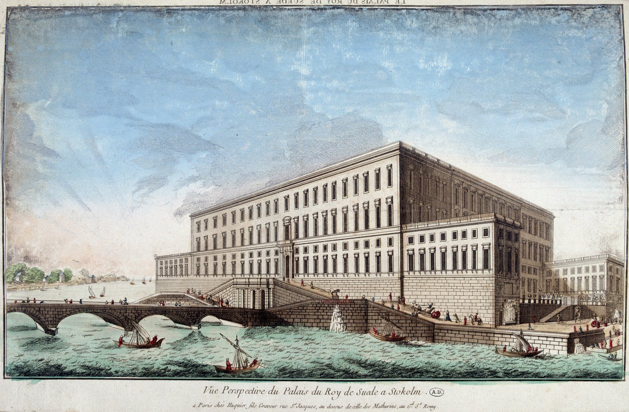 Le Palais du Roi de Suède à Stockholm - gravure - Unknown artist