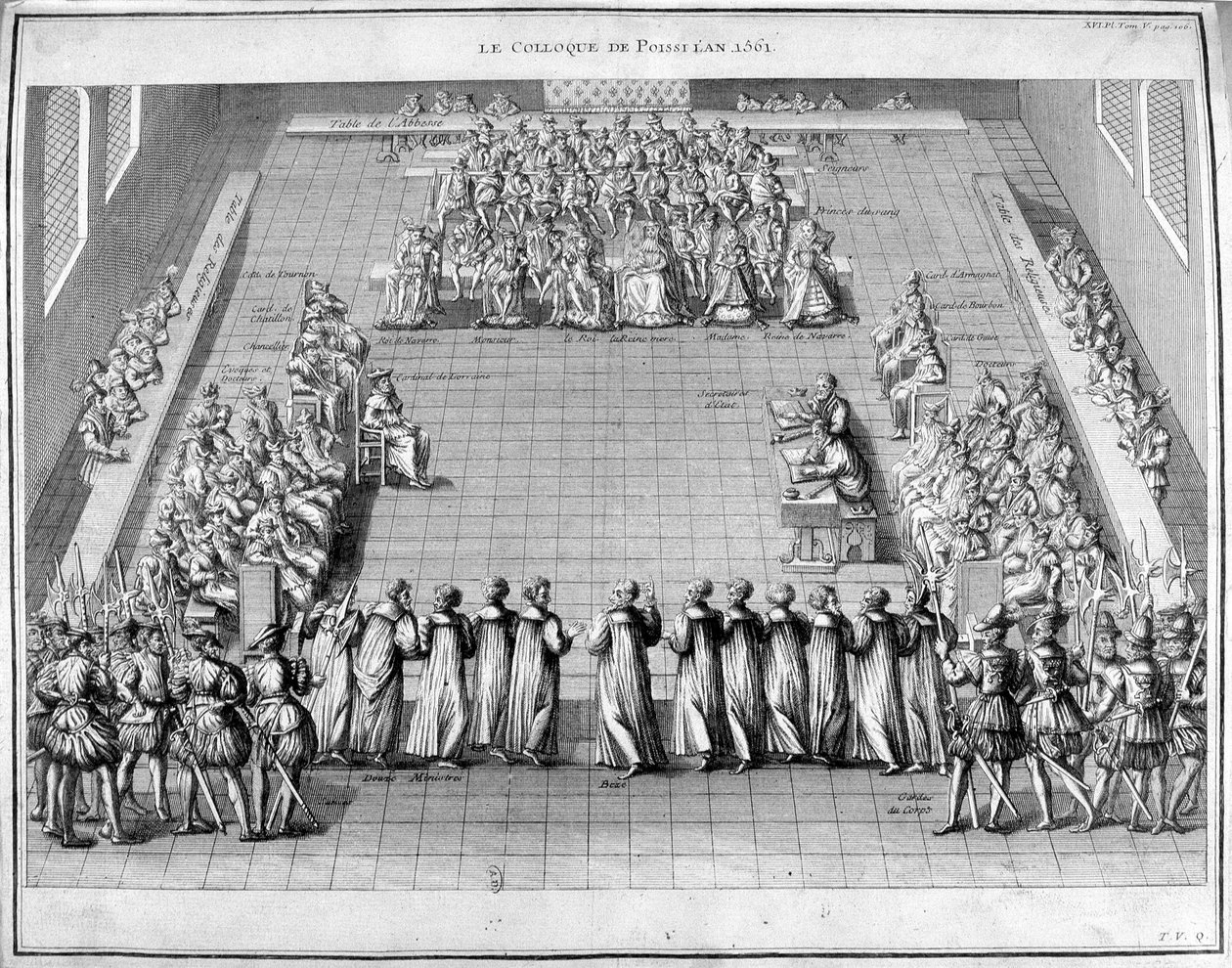 Le Colloque de Poissy en 1561. Au centre le roi de France Charles IX (1550-1574) et la reine mère Catherine de Médicis (1519-1589). - Unknown artist