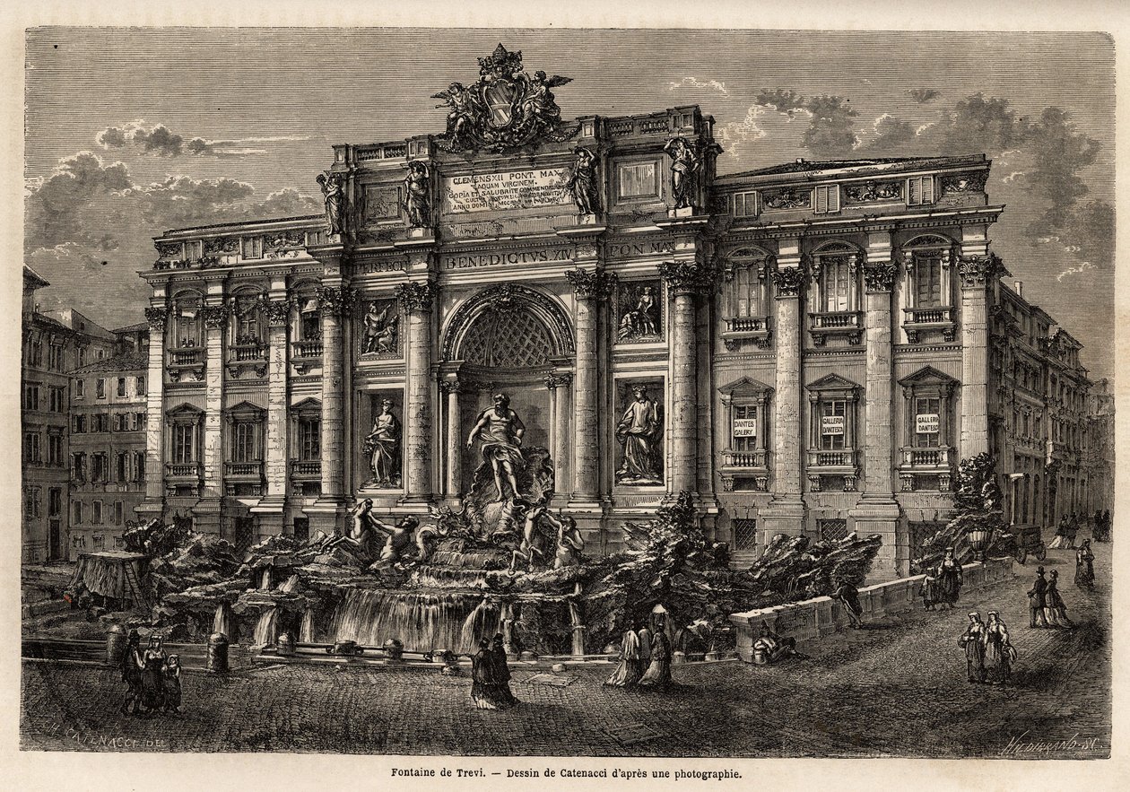 La Fontaine de Trevi à Rome, achevée en 1762, est un exemple de la perpétuation du style baroque au 18e siècle en Italie - Unknown artist