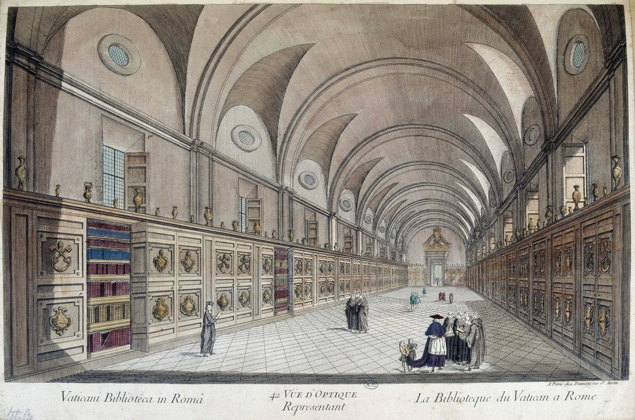 La Bibliothèque Vaticane (Bibliothèque Apostolique) à Rome, gravure - Unknown artist