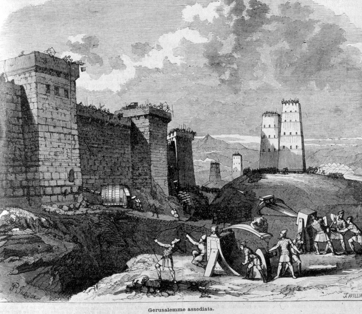 La prise de Jérusalem par Titus et son armée vers 80 apr. J.-C. Gravure ...