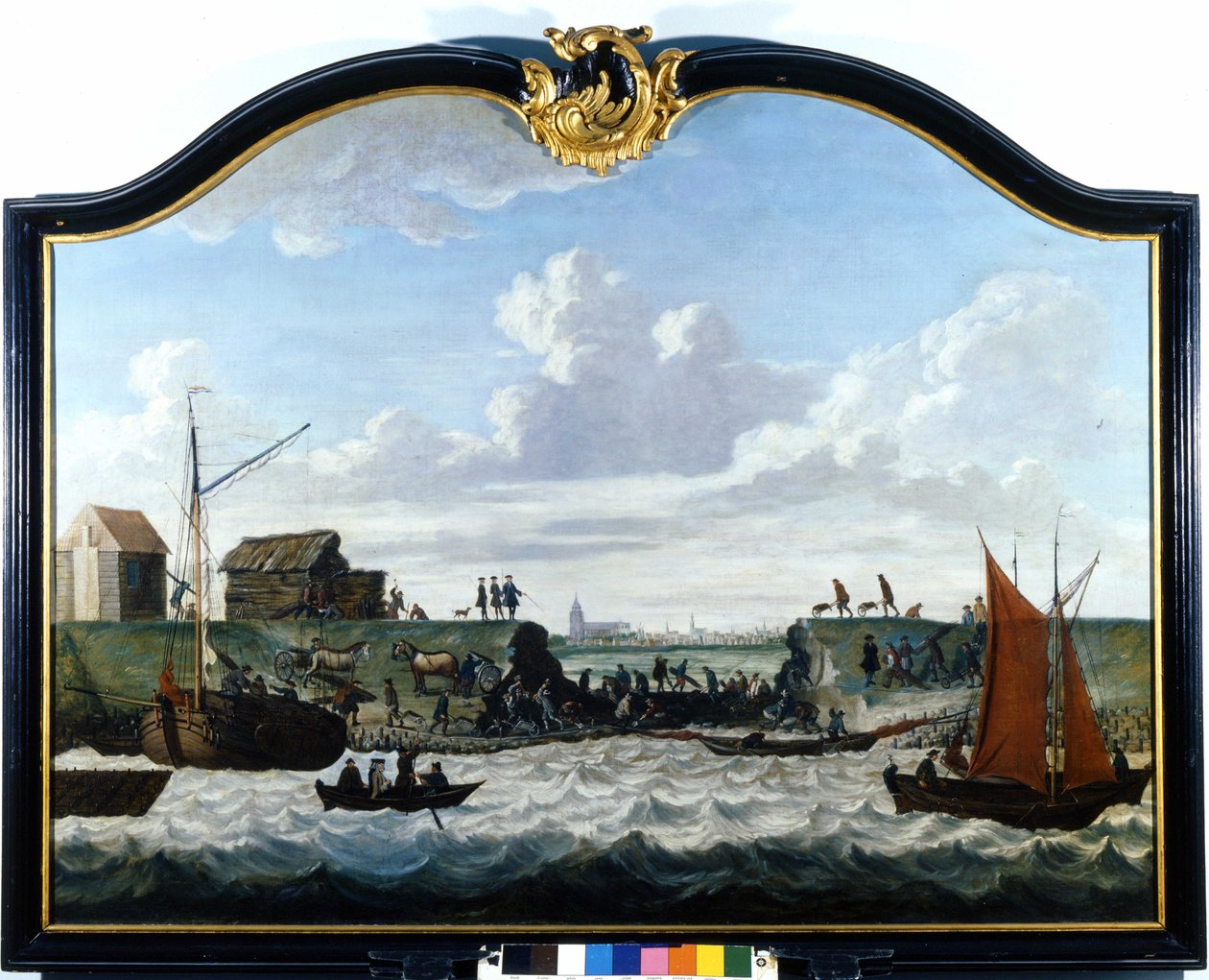 Le barrage de Zierikzee. Peinture anonyme du XVIIIe siècle. Zierikzee Wastenday Siloten, Duiveland. - Unknown artist
