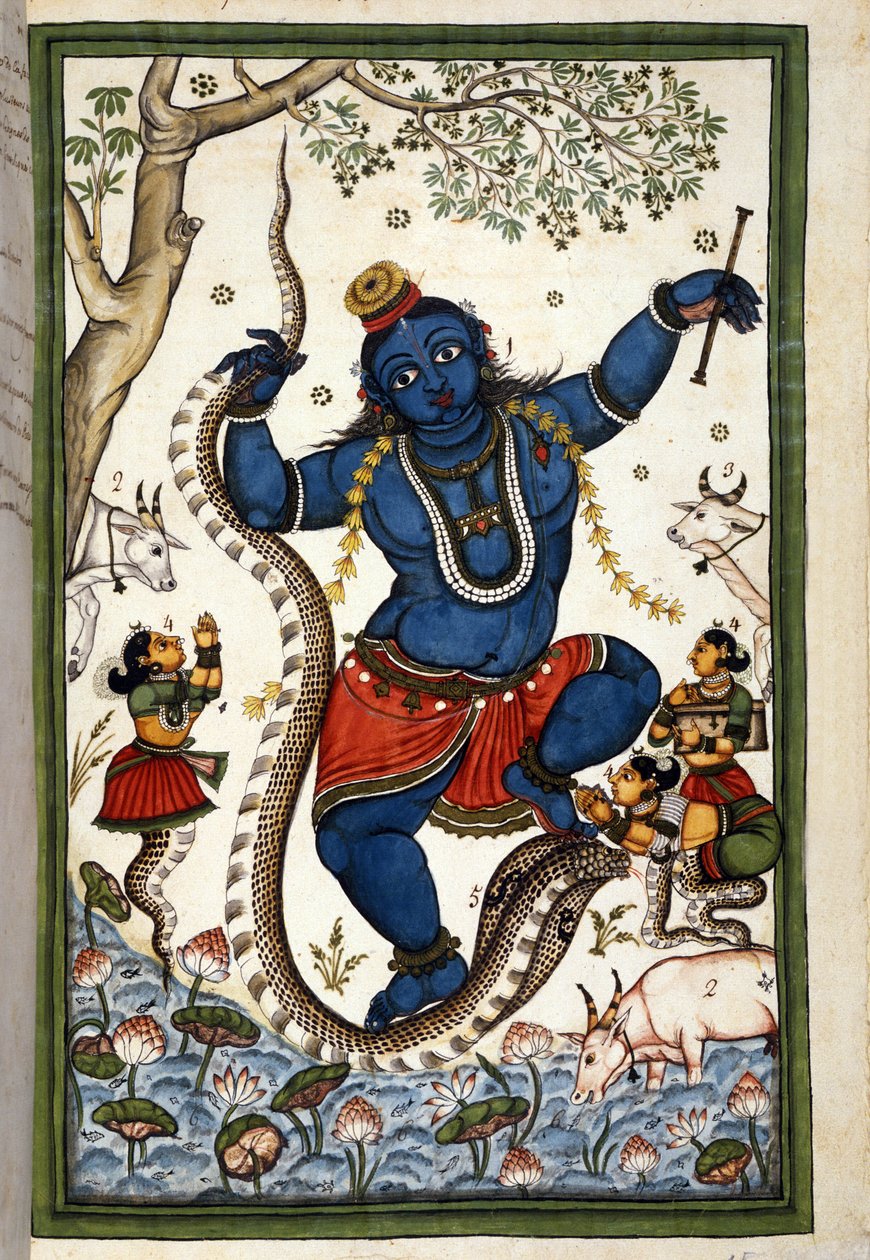 La divinité de la triade brahmanique Vishnu. Page du manuscrit (ms. 8300) "Histoire des Mogols" par Stefano Nivibus Cardeira. 18ème siècle. Bibliothèque marciana, Venise. - Unknown artist