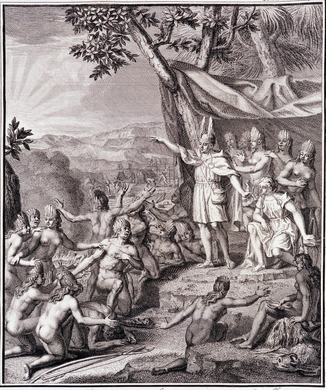 Le premier Inca Manco Capac et la reine Coya Mama Oello Huaco sa femme, tous deux enfants du Soleil, rassemblent les sauvages - dans « Voyage historique de l