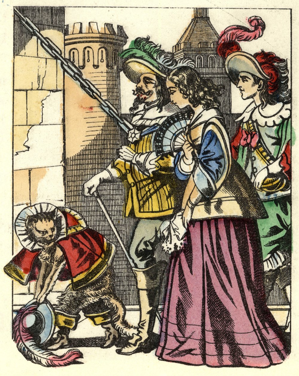 Le roi, la princesse et le marquis de Carabas arrivent au château de l