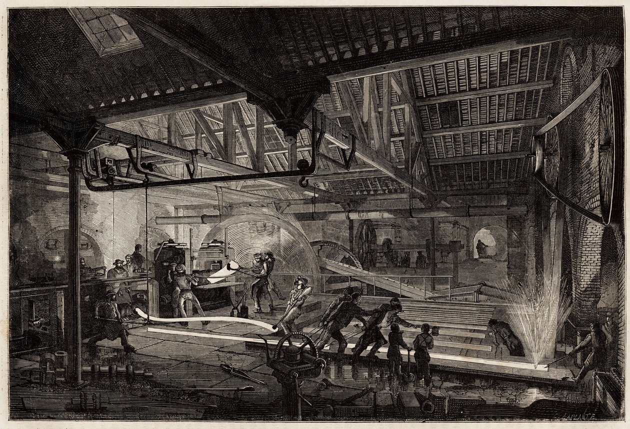 La fabrication des rails dans les anciennes forges du Creusot, les bandes d