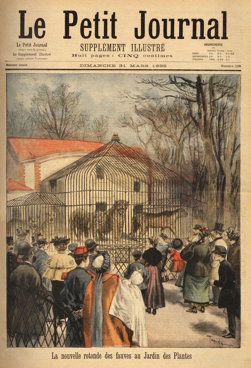 La nouvelle rotonde des bêtes dans le jardin des plantes à Paris. Gravure dans "Le petit journal" 31/03/1895. Collection Selva - Unknown artist