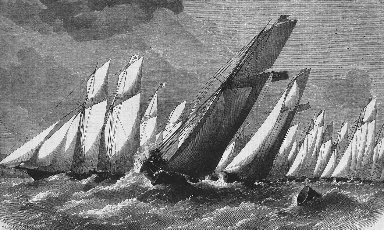 La course océanique du Royal Victoria Yacht Club en 1868 - gravure, Bibl. des Arts déco - Unknown artist