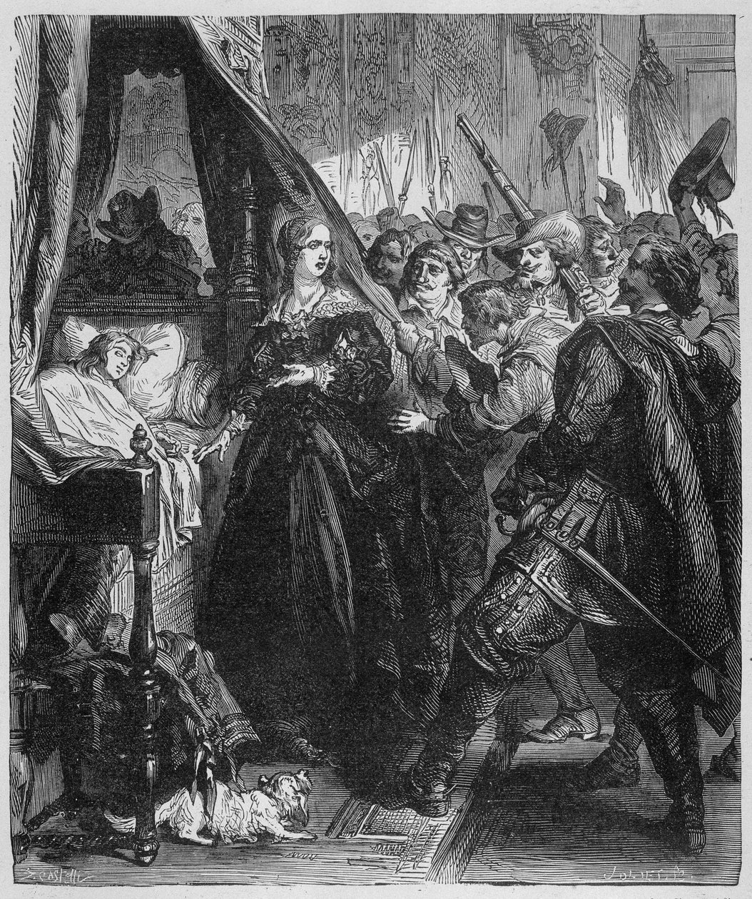 Le peuple (la Fronde) se rendit au Palais Royal et demanda à voir le jeune roi Alite (Louis XIV et Anne d