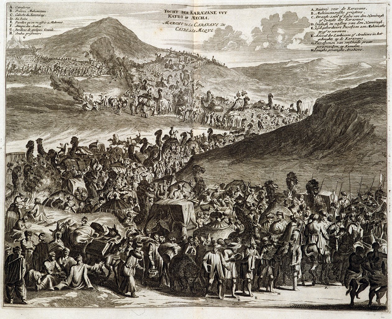 La caravane de pèlerinage du Caire à La Mecque - gravure par Dapper - Unknown artist