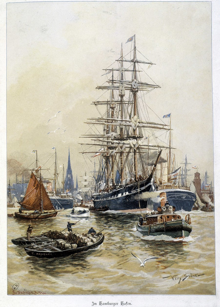 Le port de Hambourg au 19e siècle - Unknown artist