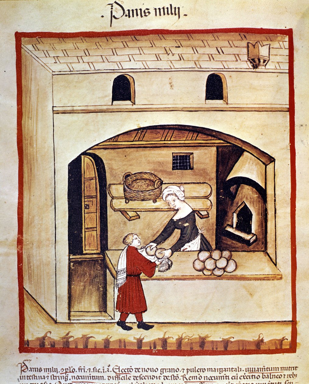 La préparation du pain avec du millet. Enluminure du « Tacuinum sanitatis » - Unknown artist