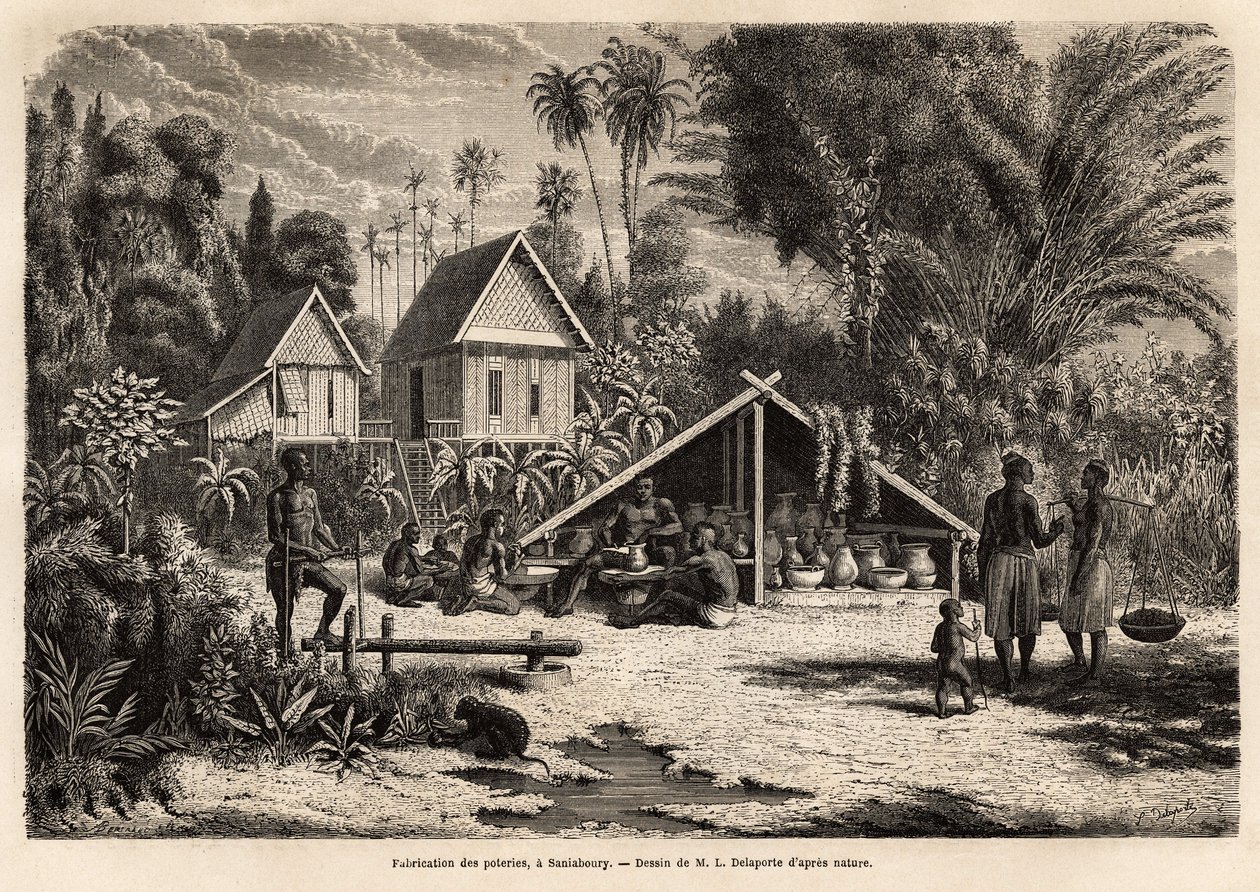 La production de poterie à Saniaboury (Laos) - Unknown artist