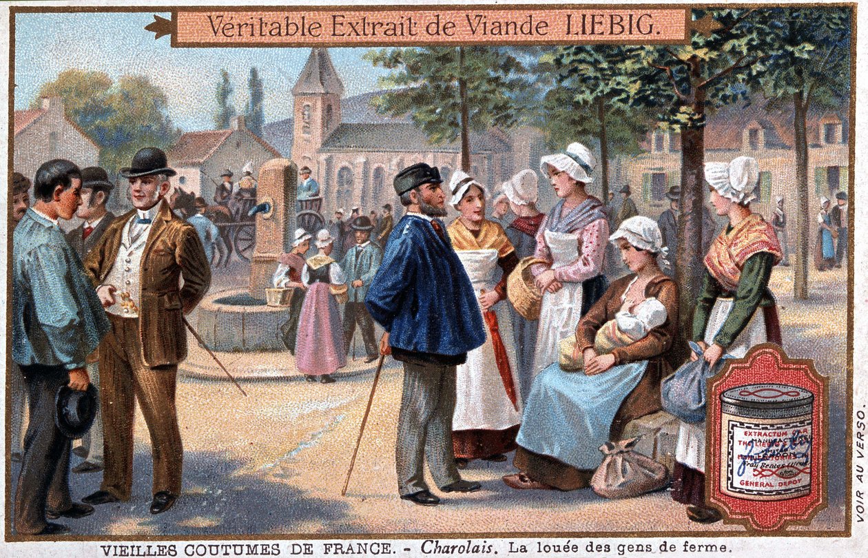 Les fermiers loués dans le Charolais - chromo. Liebig, v. 1895 - Unknown artist