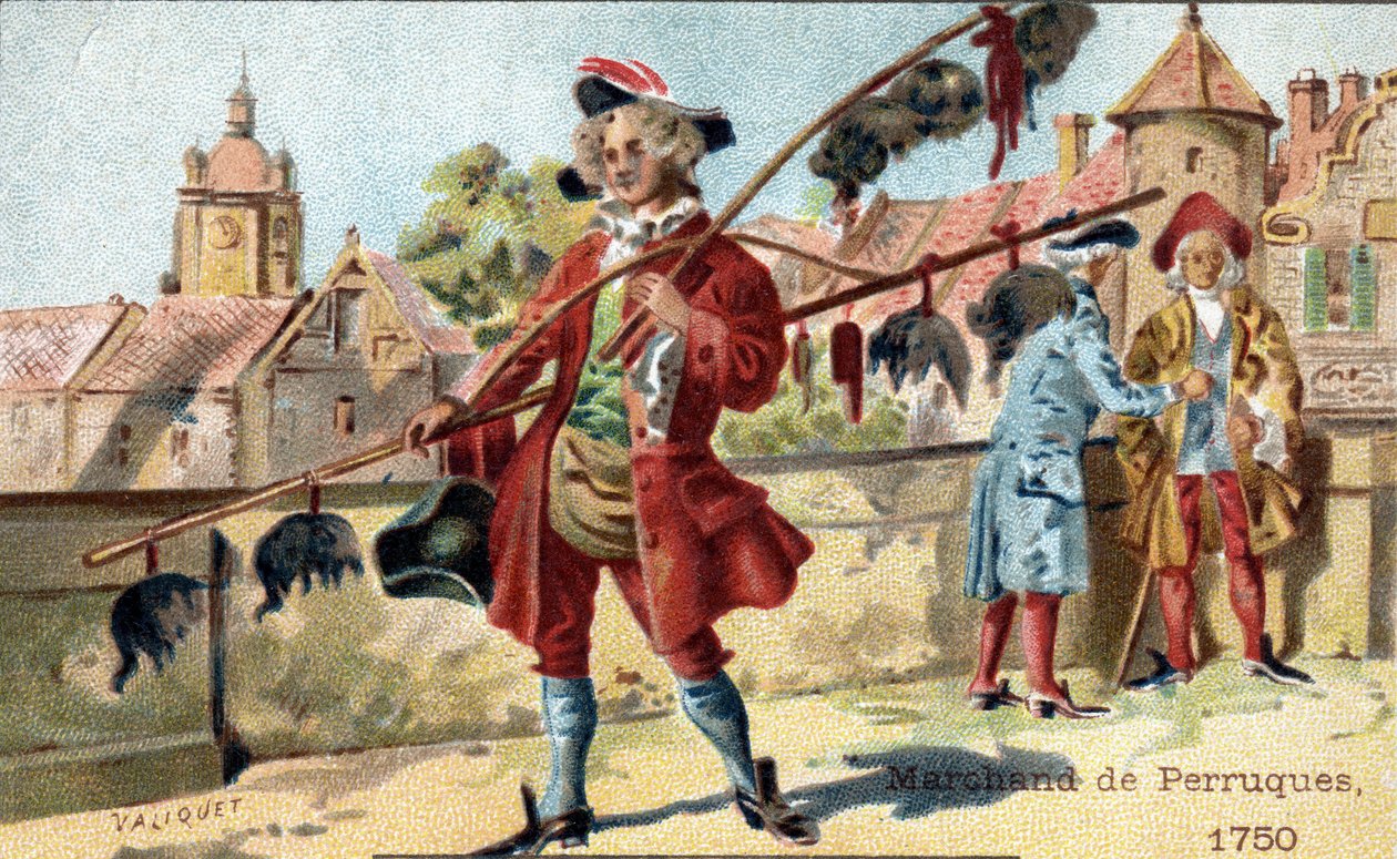 Le métier de marchand de perruques en 1750 - Unknown artist
