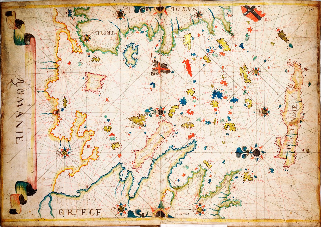 Ce type de carte marine en vélin ancien est originaire de la Méditerranée au XIIIe siècle, c.1610 - Unknown artist