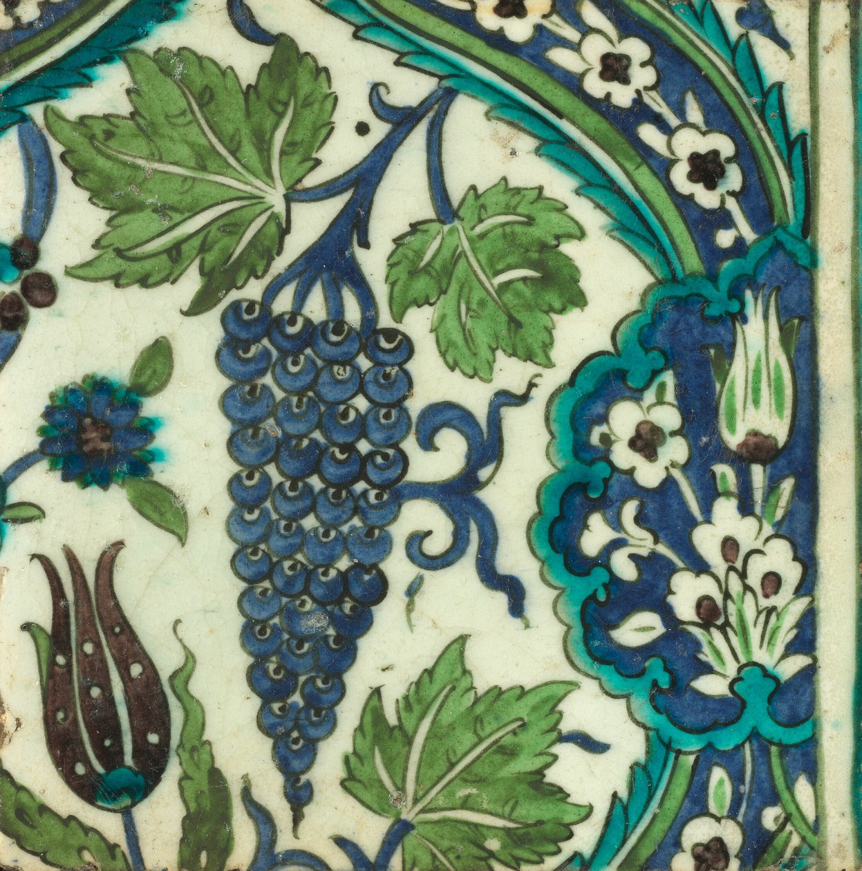 Carreau avec grappe de raisin - Unknown artist