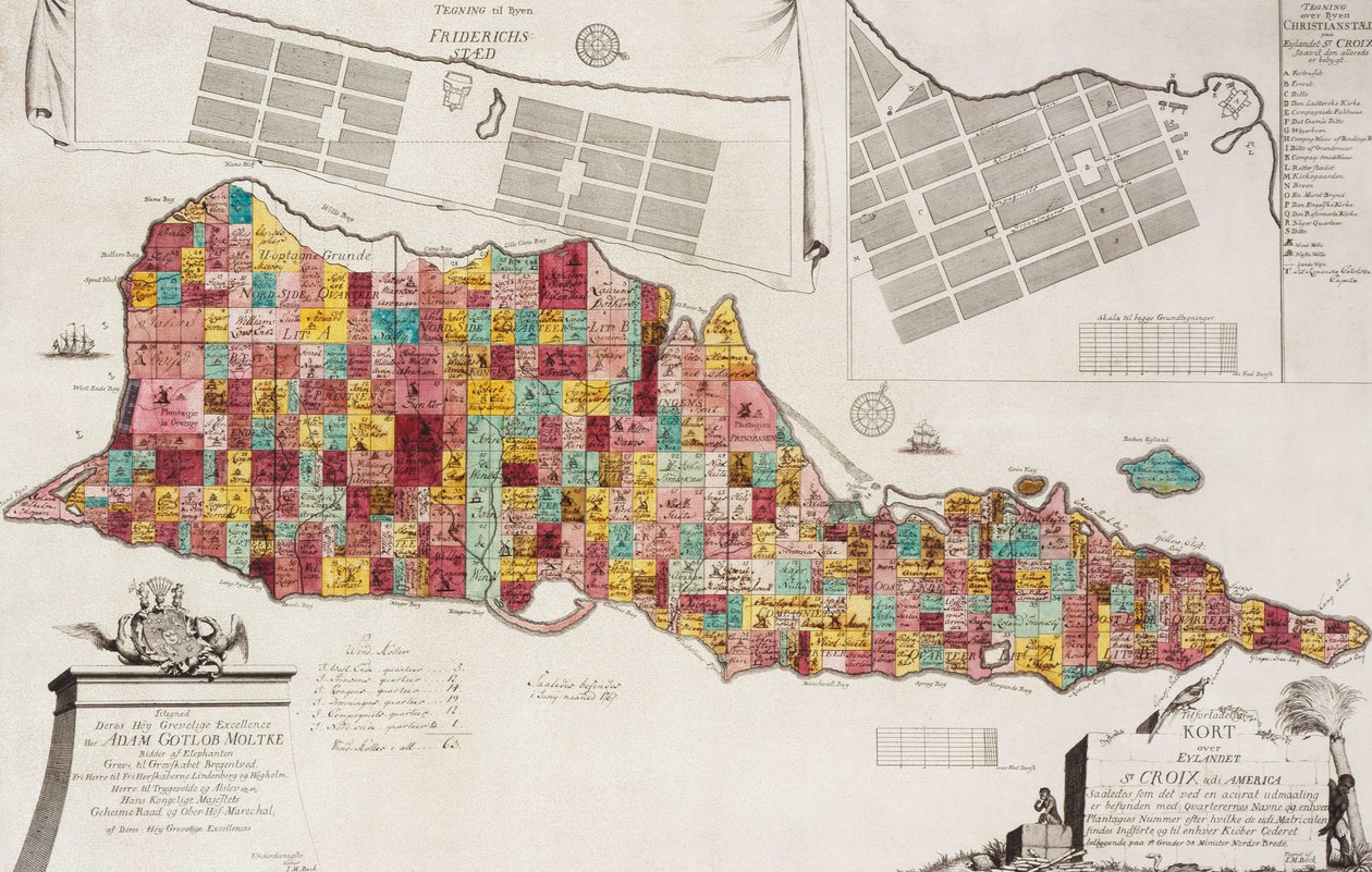 Tilforladelig Kort over Eglandet St. Croix udi America, Copenhague, 1754 - Unknown artist